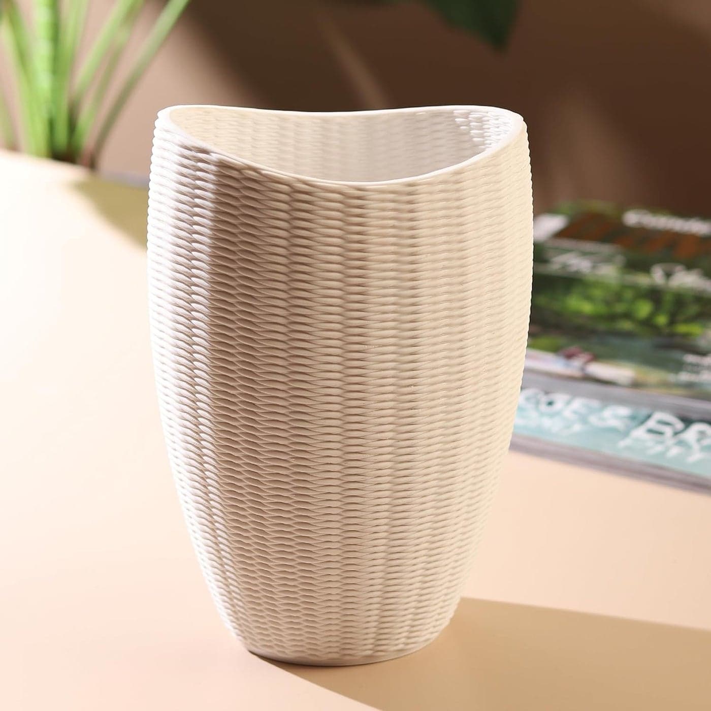 Habere IndiaAll The Cultures Fabricating India Room Decor Aesthetic Ceramic Vase Flower Pot for Living Room Decorative Items for Home Flower Vase Vase for Living Room L135xW10xH20 CM
