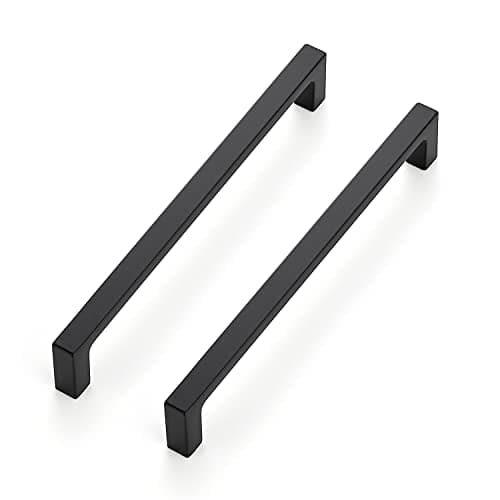 Ravinte 10 Pack Solid 6-1/4 Inch Kitchen Square Cabinet Handles Matte Black Pulls Drawer Pulls Kitchen Cabinet Hardware Flat Black Handles