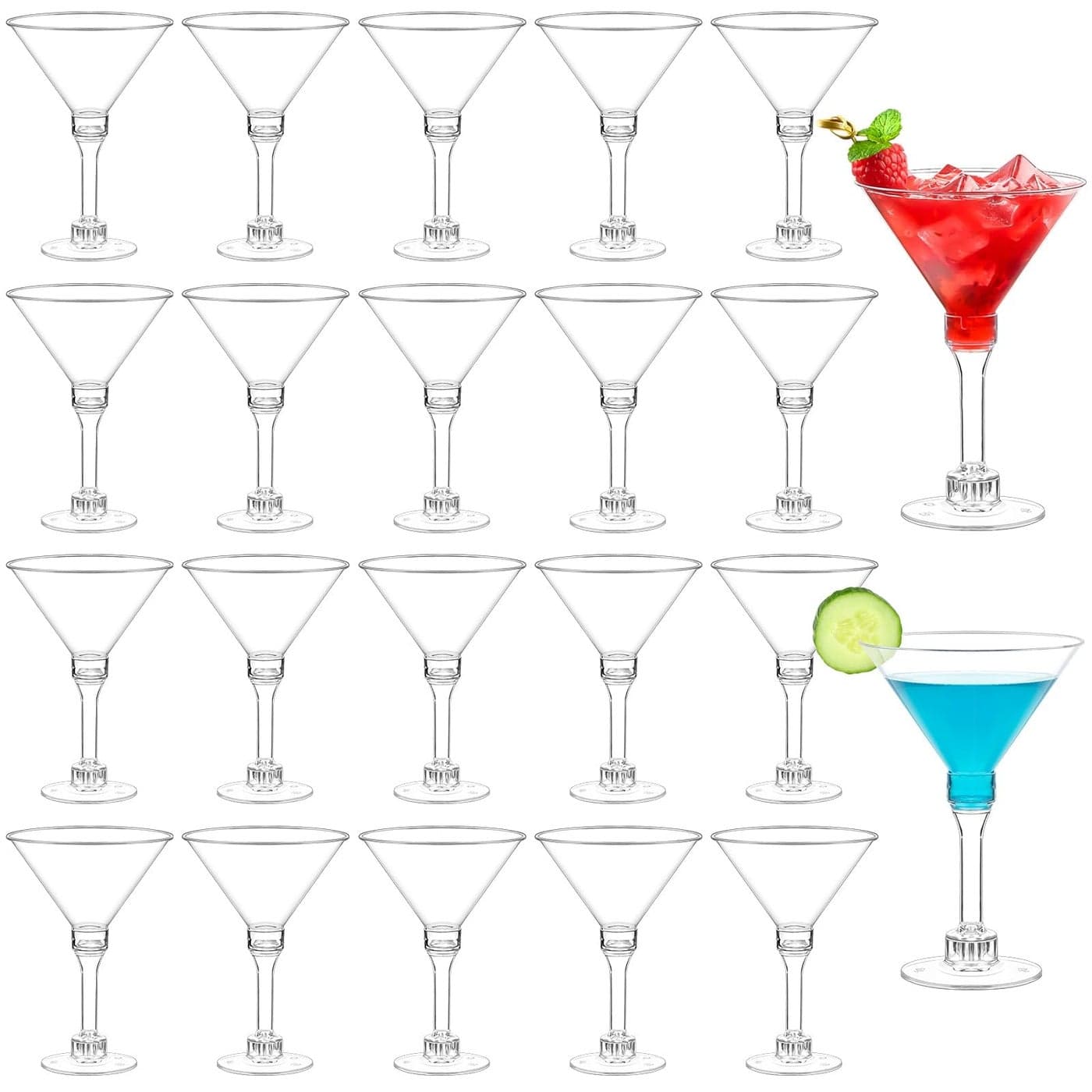 Kucoele 40 Pack Mini Plastic Martini Glasses 5oz Disposable Cocktail Glasses Tall Party Cups for Wine Champagne Margarita