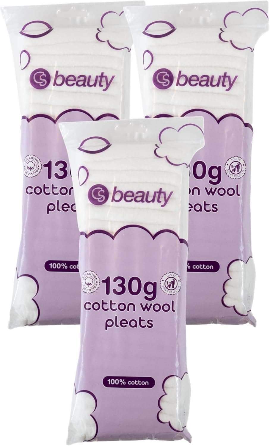 3 Packs of Cotton Wool Pleated Fabric Total 390 Grams 100 Cotton