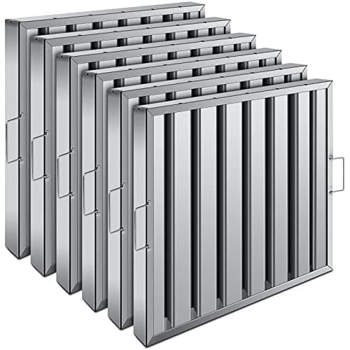Hood Filters 19.5W x 19.5H Inch 430 Stainless Steel Pack of 6, 7 Grooves Commercial Hood Filters, Commercial Kitchen Range Hood Filter for Grease Rated Commercial Kitchen Exhaust Hoods