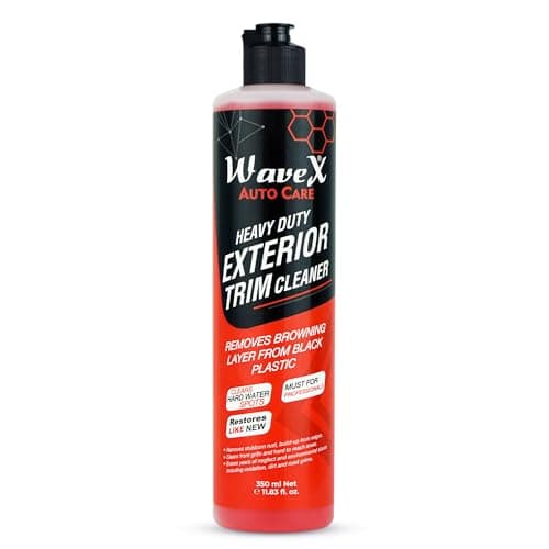 WaveX Heavy Duty Car Exterior Trim Cleaner 350 ml | Removes browning layer from black plastic, Stubborn Rust, Hardwater spots, and buildup from edges, Cleans Logo and Grills