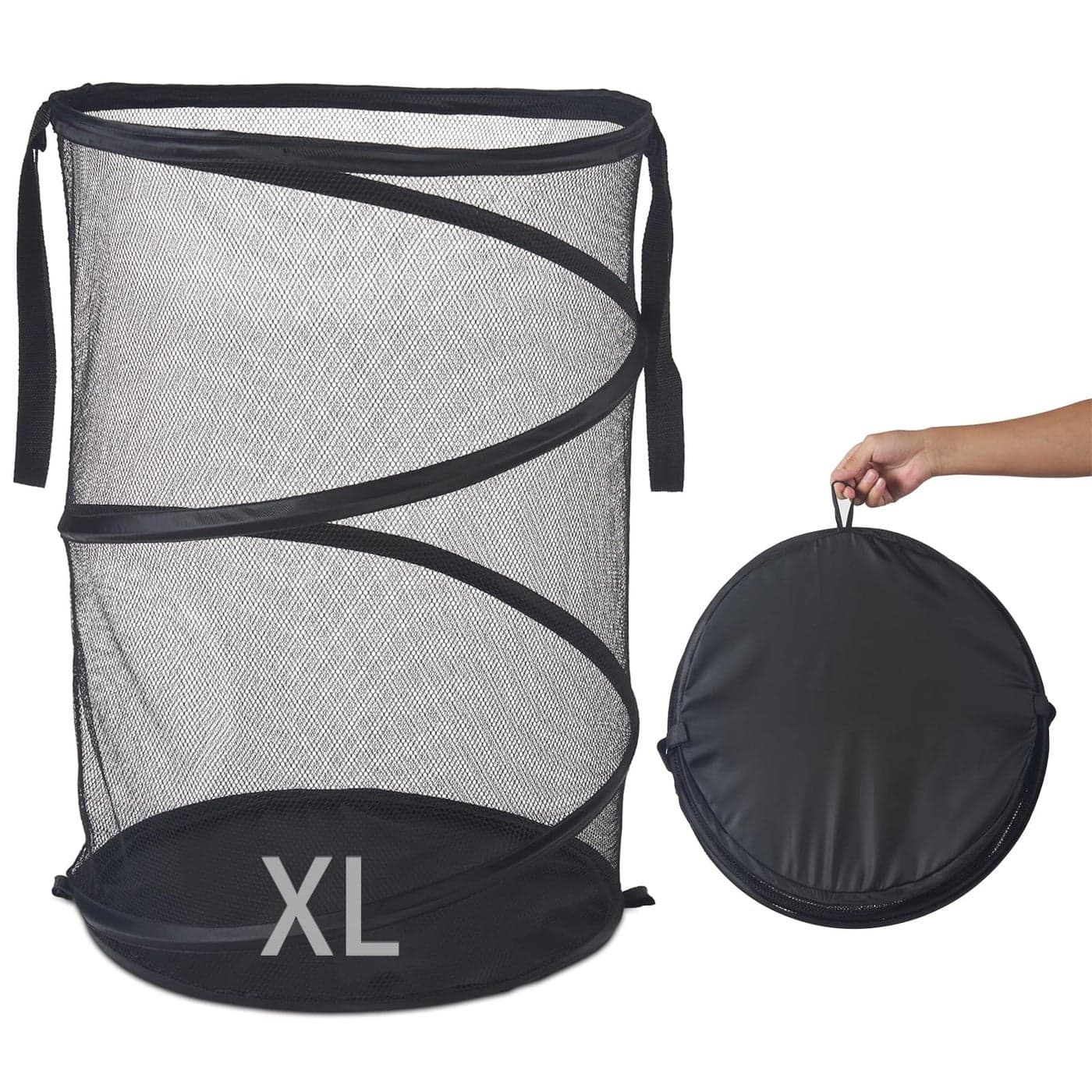 Mesh Popup Laundry Hamper 115L Foldable Laundry Basket Extra Large Capacity Collapsible Clothing Storage Basket with Handles 26 H x 18 W x 18 L Black