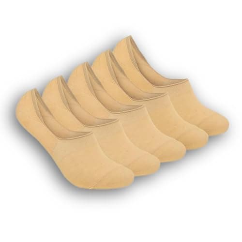 XJARVIS Men No Show Loafer Socks (Pack of 5) | Invisible Low Cut Cotton Socks with Anti Slip Heel Grip | Breathable, Sweat Absorbent & Anti Odour Summer Socks for Sneakers & Shoes, Skin
