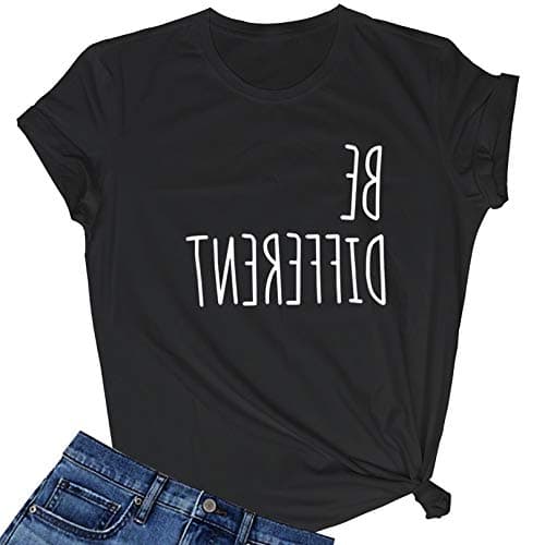 LOOKFACE Women Cute T Shirt Junior Tops Teen Girls Graphic Tees Black Large