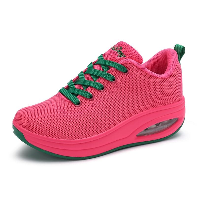 Oude Women’s Orthopedic Rocker Bottom Sneakers – 2 Inch Platform Walking Shoes with Arch Support Air Cushion Lace-Up Design Comfortable for Nurses & Plantar Fasciitis Fuchsia Glow 5