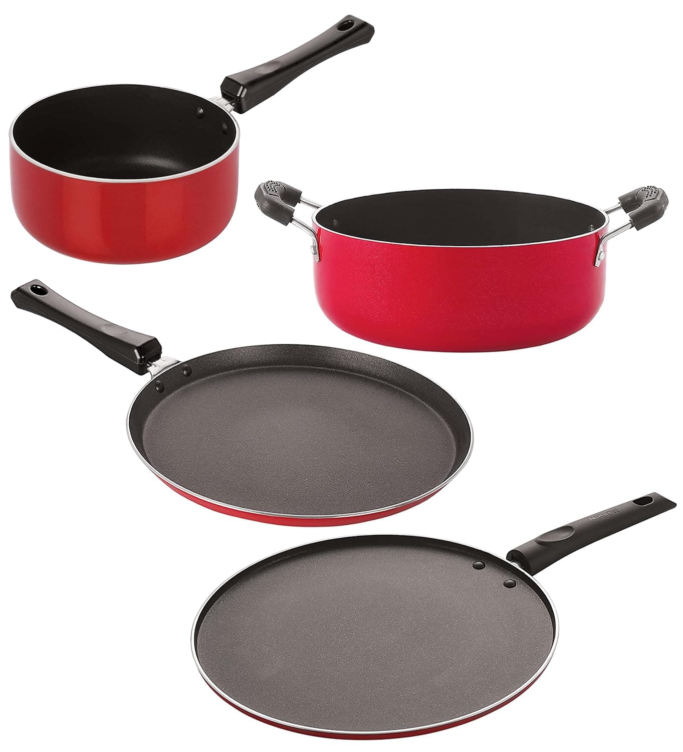 Nirlon Non Stick PFOA Free Stain Resistance NonInduction Pots and Pans Giftset of 4 Pieces FT10_SPM_ST11_CS24
