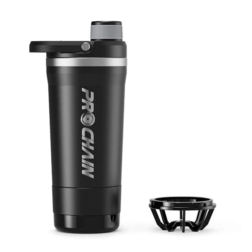 PROCHAIN Insulated Stainless Steel Shaker Bottle, Metal Shaker Cup for Protein Shakes with Storage, Leak-Proof Twist Lock Lid, Perfect for Gym Sports, 20 oz