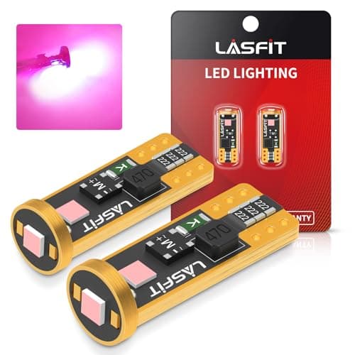LASFIT 194 168 T10 192 2825 W5W LED Bulb Canbus Error Free, Non-Polarity 400LM Extremely Bright for Dome Map Courtesy Door Trunk Cargo Lights, 12-24V, Purple Pink (Pack of 2)