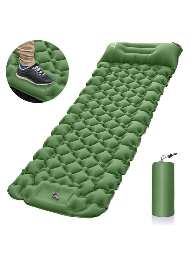 Camping Sleeping Mat, Thick 12 Cm Small Pack Size, Ultralight - Self-Inflating Sleeping Mats, Waterproof, With Outdoor Cushion And Foot Press