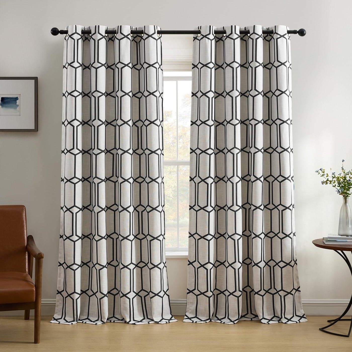 Elrene Home Fashions Kaiden Geometric RoomDarkening Window Curtain Single Panel 52 W x 84 L 1 Panel Black