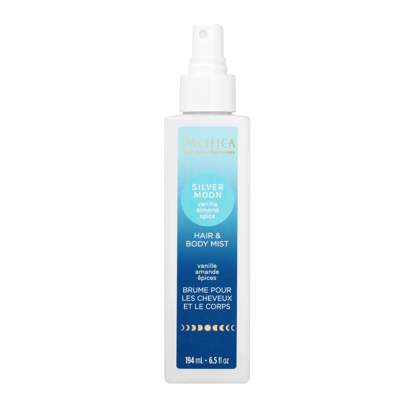Pacifica Hair Perfume & Body Fragrance Spray Mist - Silver Moon with Vanilla, Almond & Spice – Alcohol-Free, Vegan & Cruelty-Free, 6.5 oz