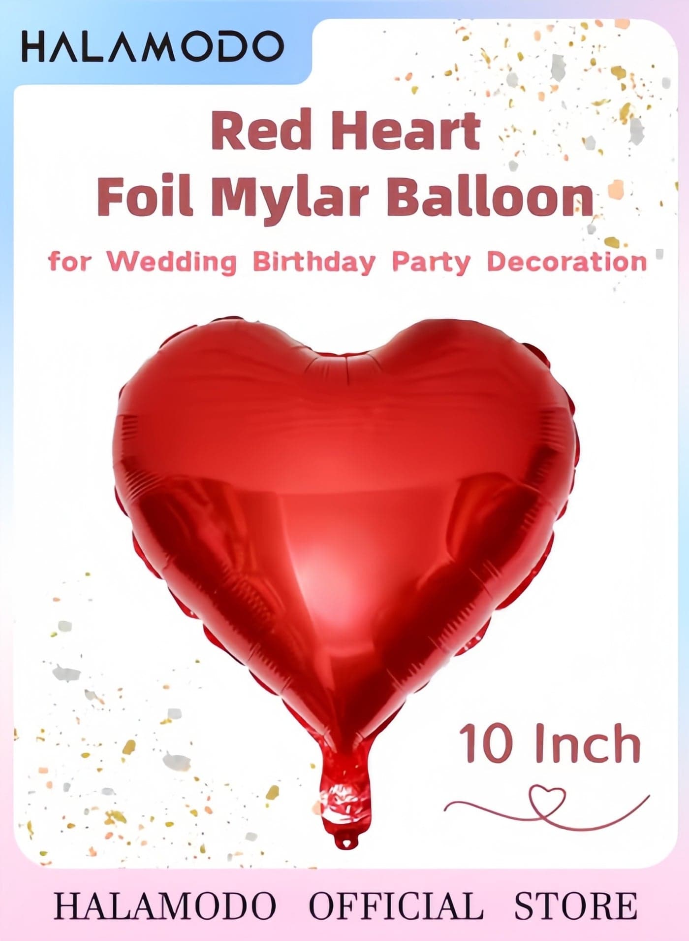 10 Inch Red Heart Shaped Foil Balloons Mylar Heart Balloons Set for Valentine's Day Wedding Anniversary Baby Shower Romantic Party Decorations Air-Fillable Hanging Balloon