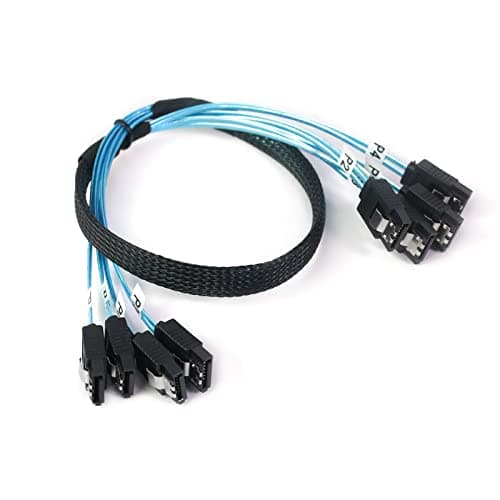 ADCAUDX SATA-III Cable:0.5M, 4Pcs/Set Thin SATA 6Gbps HDD SSD Data-Cable Bundled Replacement for Server Bitcoin Computer SSD HDD CD DVD Drives Raid(1.6FT)