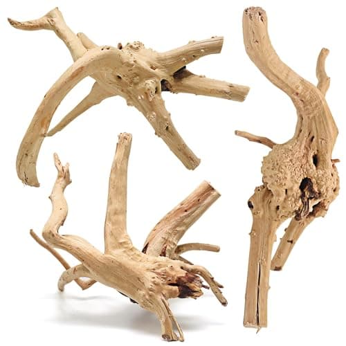 WDEFUN Natural Spiderwood for Aquarium Decor 3-Piece 7''-11'' Long Natural Driftwood Branches for Fish Tank Decorations