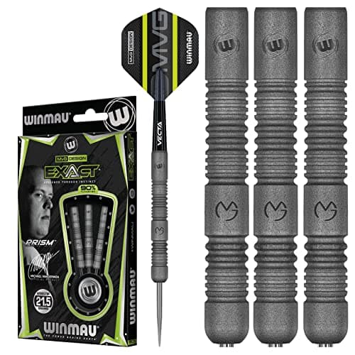 WINMAU Michael Van Gerwen MvG Exact 21.5 gram Tungsten Darts Set with Flights and Stems (Shafts)