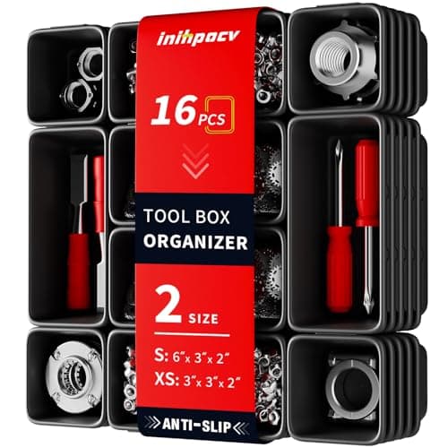 inihpocv 16 PCS Small Parts Tool Box Organizer Trays tool box trays organizer for Toolbox Organization Parts Trays and Screw Organizer Box for Tool Chest Garage Drawers and Workbench