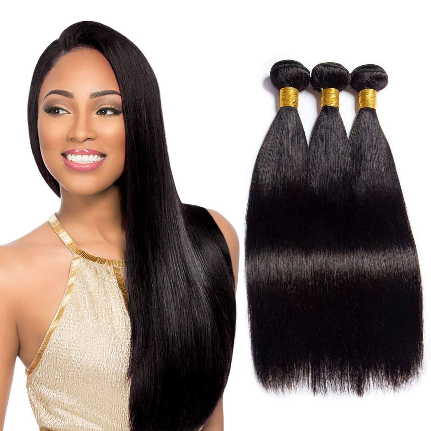 Rebasar Brazilian Straight Human Hair 3 Bundles 26 26 26 Inch 100 Unprocessed Virgin Weave Hair Human Bundles for Women Remy Straight Hair Extensions Natural Black Color Weft
