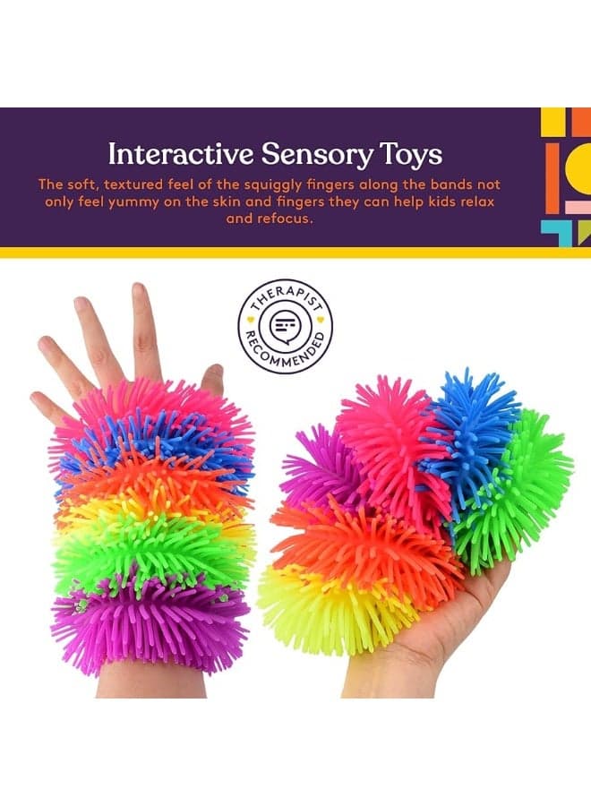 Special Supplies Squishy Fuzzy Band Bracelets for Kids, 6 Pack, Flexible and Stretchy Wearable Sensory Toys, Tactile Silicone Squiggly Touch, Bright and Colorful Wristbands