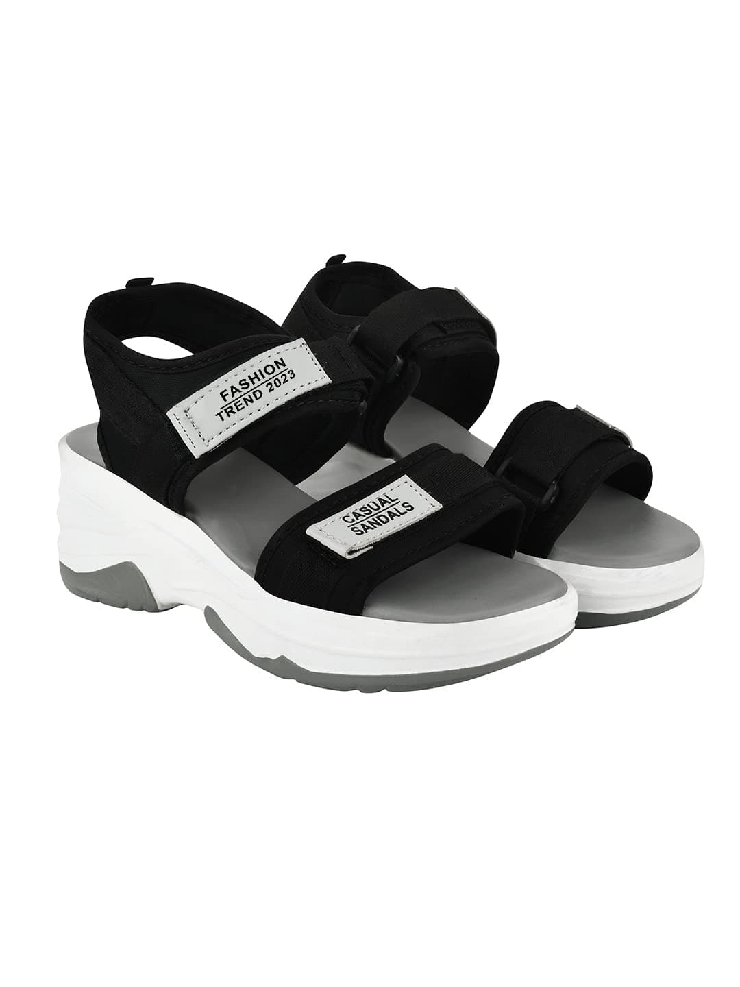 Shoetopia Lightweight Comfortable & Trendy Flatforms Grey Sandals for Women & Girls /UK6