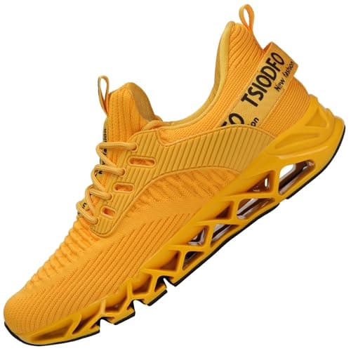 Ezkrwxn Sneakers for Women Gym Athletic Sport Running Workout Shoes Yellow Size 12 mesh Breathable Tennis Fashion Casual Comfort Walking Jogging