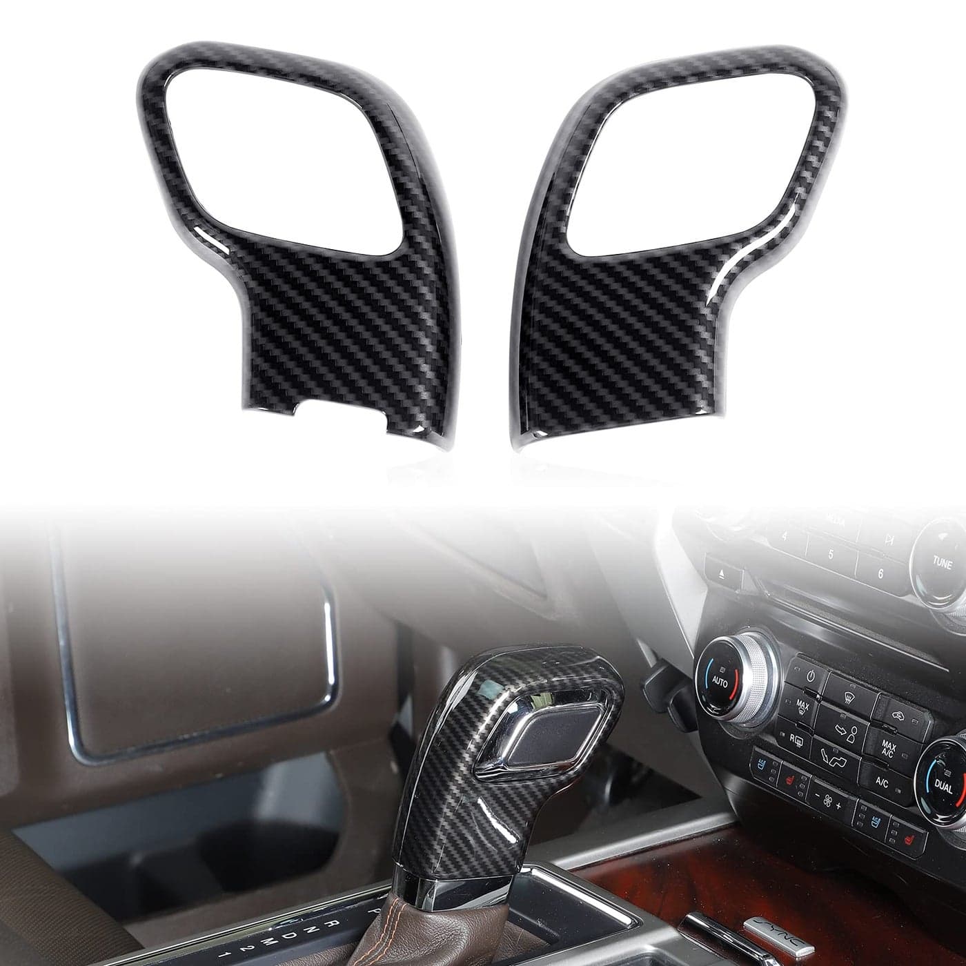JeCar Gear Shift Lever Knob Cover Trim Interior Accessories for 20152020 Ford F150 Carbon Fiber Look