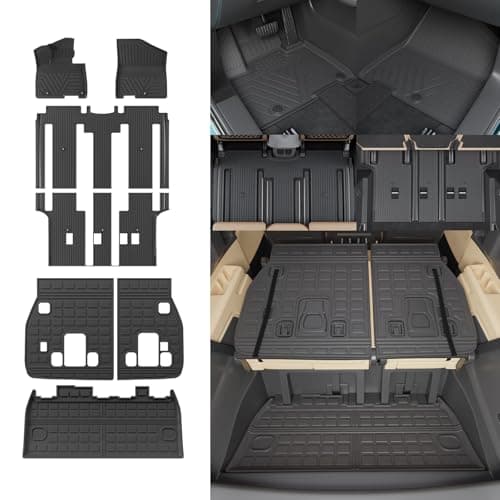 Thinzyou Floor Mats Compatible with 20222025 2026 Kia Carnival 8 Seater MPV No HybridPrestige Trunk Liner Cargo Liner Cargo Mat 2024 Carnival Accessories Floor MatsTrunk MatBackrest Mats