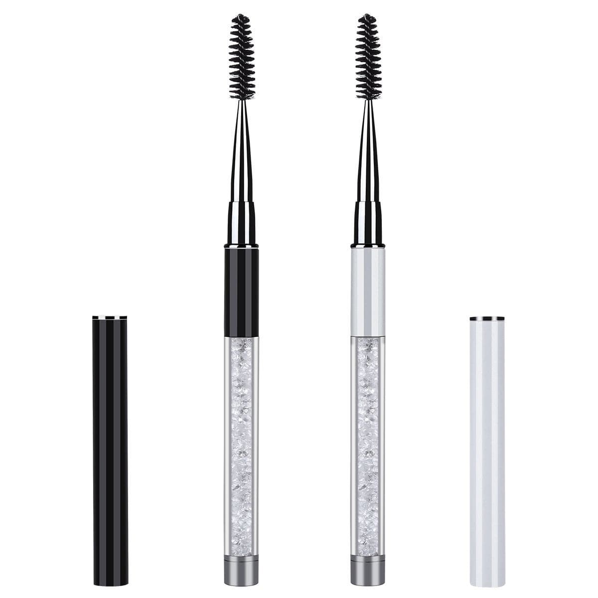 2 Pieces Eyelash Brush with Cap Mascara Spoolies Reusable Brow Brushes Lash Wands Applicator Spooly for Lashes