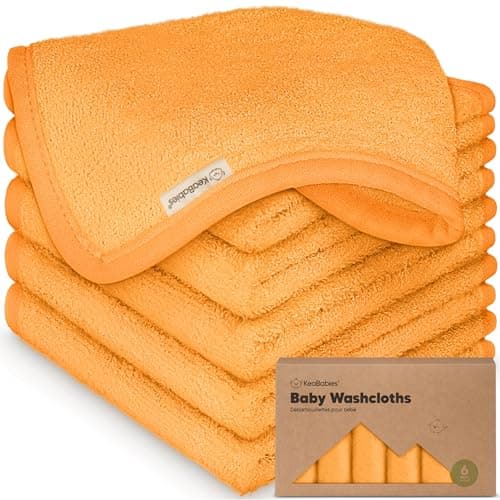 6Pack Baby Washcloths Soft Absorbent Viscose from Bamboo Washcloths for Face Body Baby Towels for Newborn Kids Toddlers Infant Gentle on Sensitive Skin 10x10 Reusable Face Towels Carrot