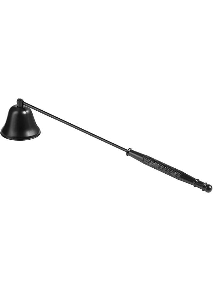 Candle Snuffer Extinguisher with Long Handle, Polished Stainless Steel Candle Wick Flame Snuffer, Safe & Elegant Candle Accessory for Jar Candles, Aromatherapy, Black