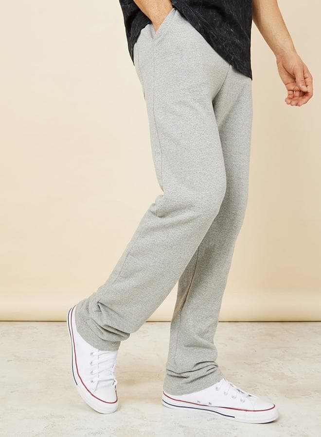 Solid Straight Fit Open Hem Sweatpant