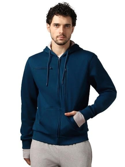 NOBERO Navy Blue Men's Travel Cotton Solid Plain Hoody Sports Winter Gym Workout Running Travel Trekking Hooded Sweatshirts and Hoodies for Men Boys Cotton Winter Casual Wear -2XL