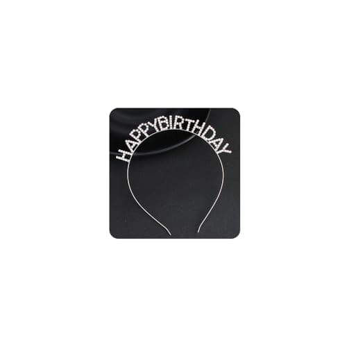 Kercisbeauty Happy Birthday Headband with Rhinestones Crown Party Tiara for Women Girls and Ladies Party Accessories Birthday Silver Tiara