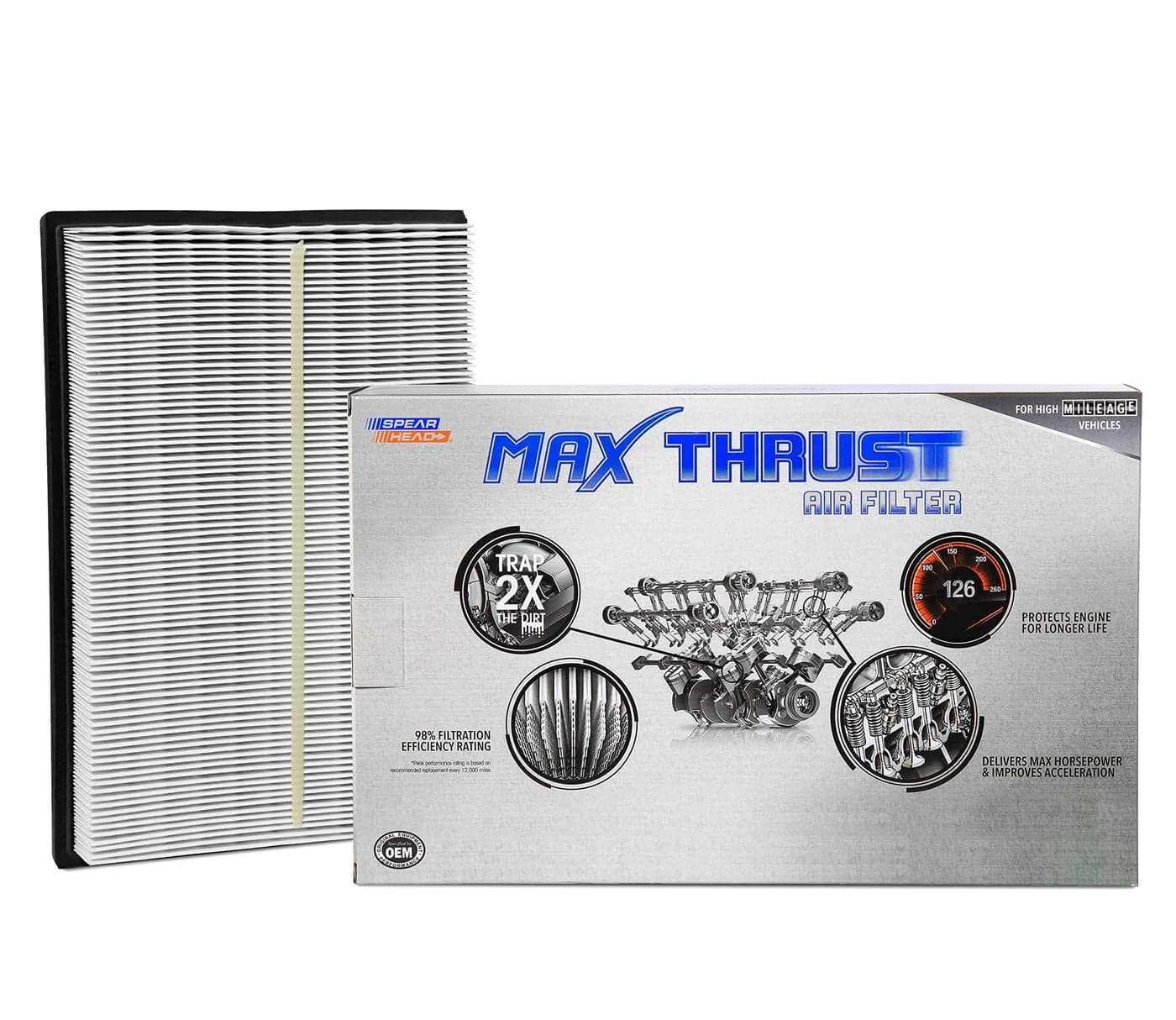 Spearhead MPG Defense Max Thrust Engine Air Filter For All Mileage Vehicles Fits Like OEM Restores MPG Acceleration MT677
