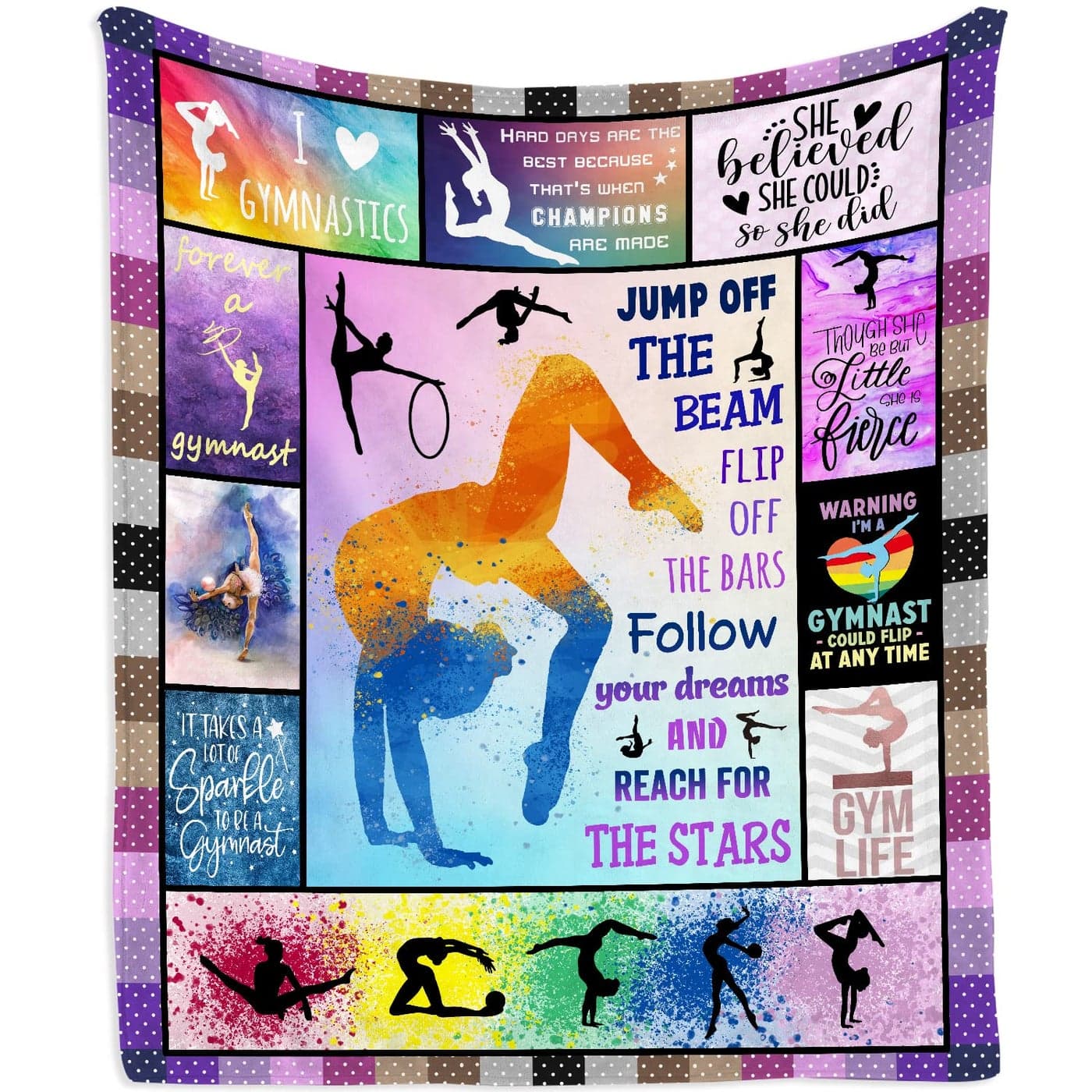 Mubpean Gymnastics Gifts Blanket 60x50 Gymnastic Gift for Girls Gymnastics Room Decor Party Decorations Birthday Party Gift Ideas for Teens Kids Daughter Granddaughter