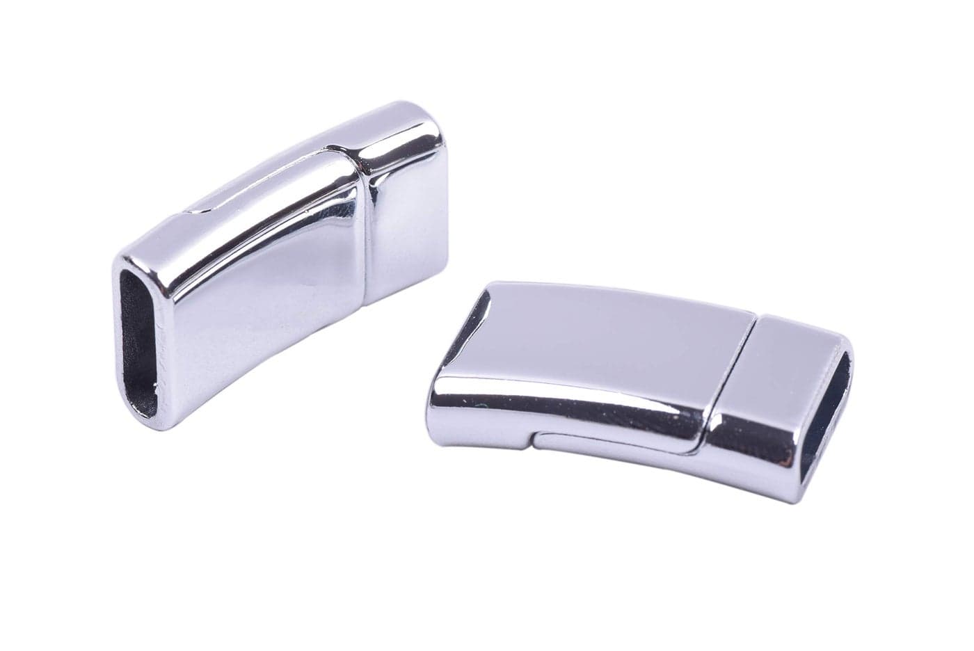 KONMAY 5 Sets 120x35mm Flat Magnetic Jewelry Clasps for Bracelets Shiny Rhdodium