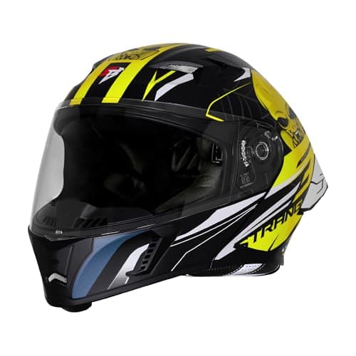 Steelbird SBA-20 Strange ISI Certified Flip-Up Helmet for Men and Women (Medium 580 MM, Glossy Black Neon)