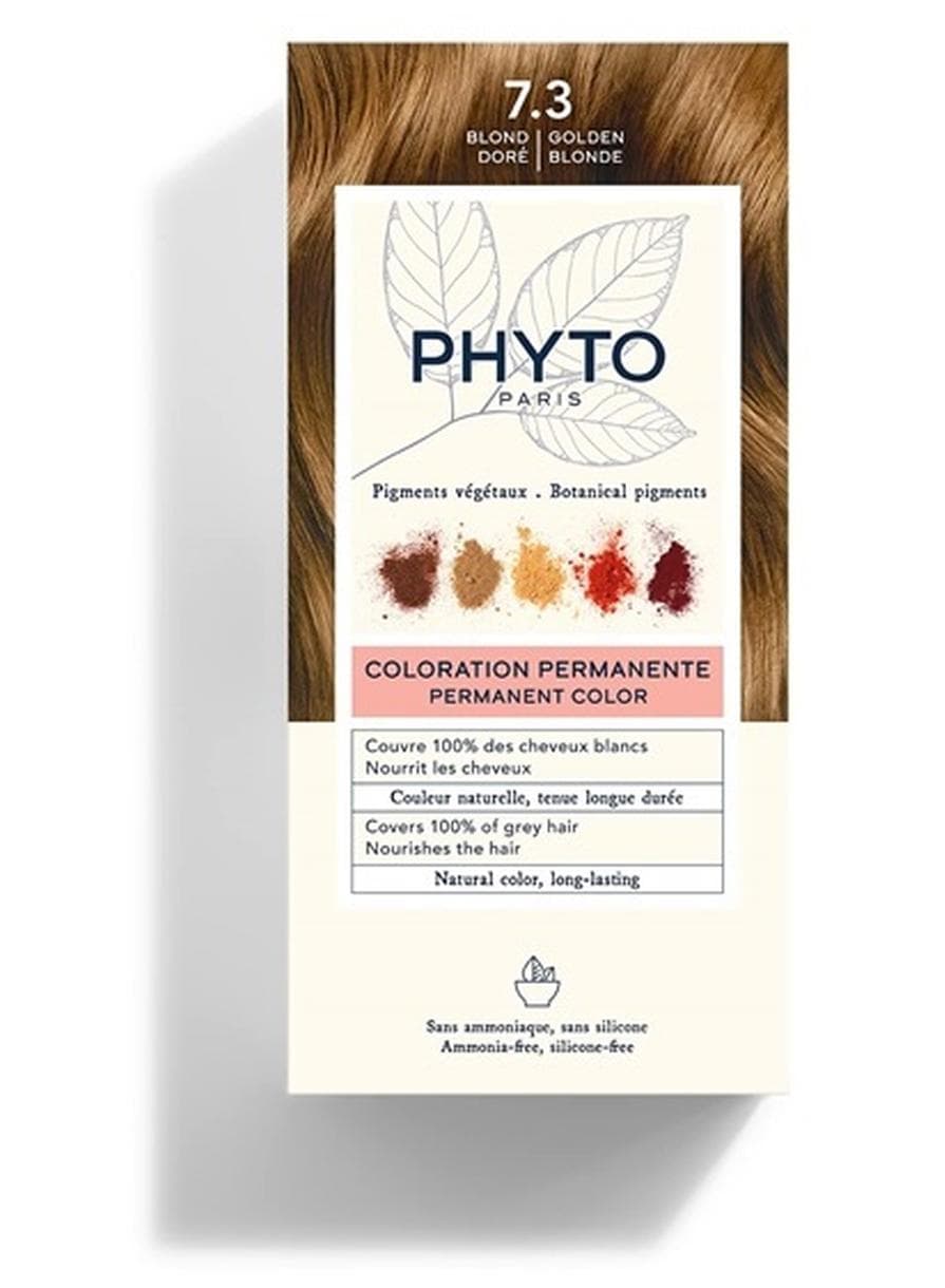 Phytocolor Permanent Hair Color, 7.3 Golden Blonde, with Botanical Pigments, 100% Grey Hair Coverage, Ammonia-free, PPD-free, Resorcin-free, 0.42 oz.