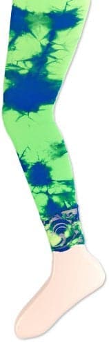 Jefferies Socks Girls 7-16 Lace Tie Dye Footless Tights, Neon Lime/Blue, 10-14