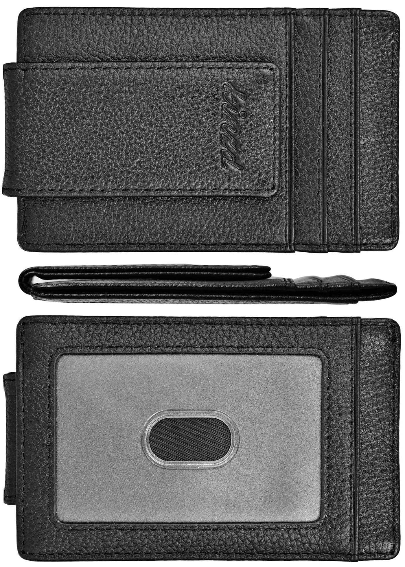 kinzd Money Clip, Front Pocket Wallet,Leather RFID Blocking Strong Magnet thin Wallet, A Litch Pattern Black, One Size