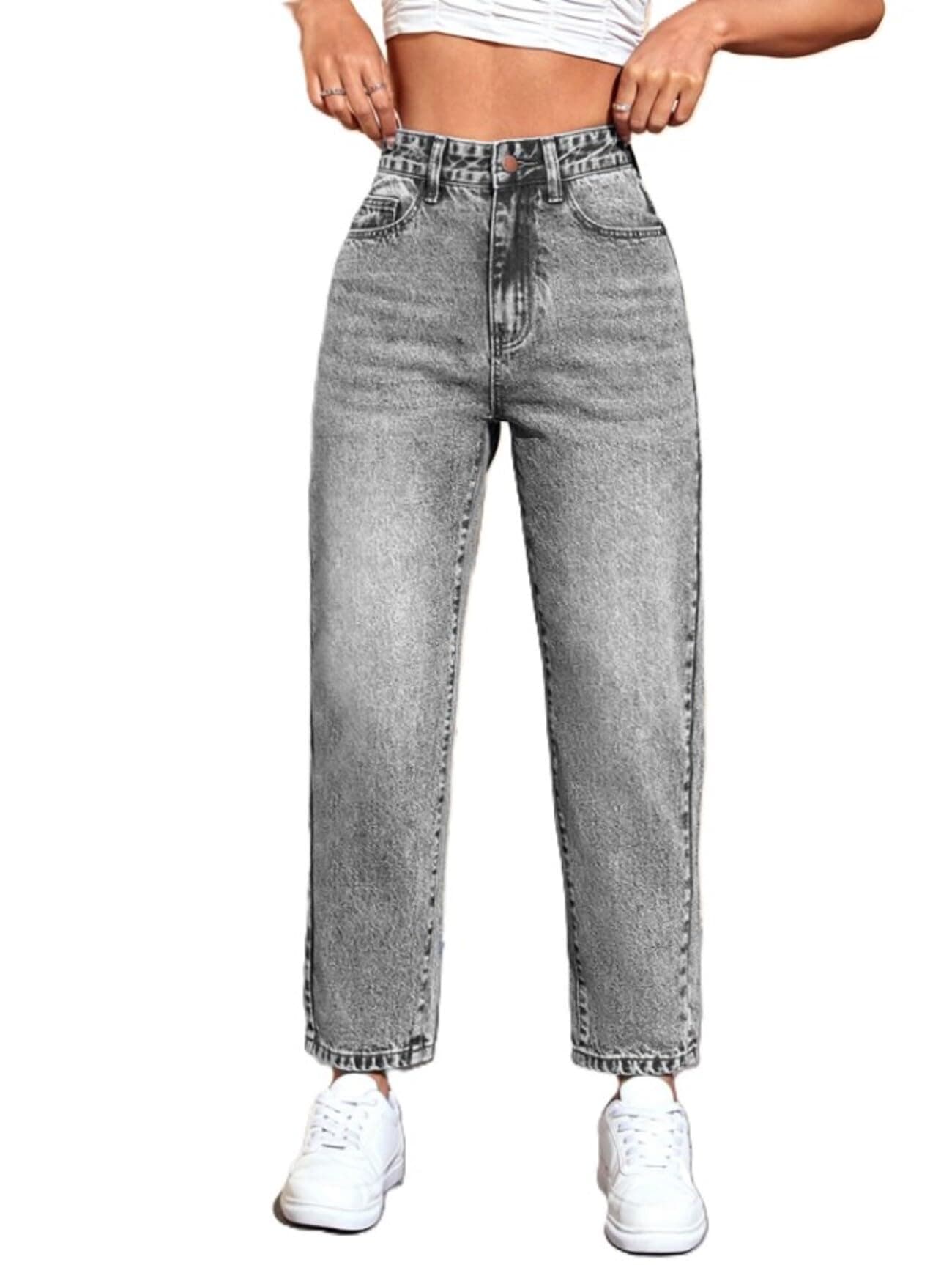 Ben Martin Mom Fit Jeans for Women || High Waist Tapered Fit Stretchable Jean's Pant for Women's || Relax Fit Carrot Jean:s || Stylish Jean,s for Woman || Casual Denim Mom Jean::s,Grey 30