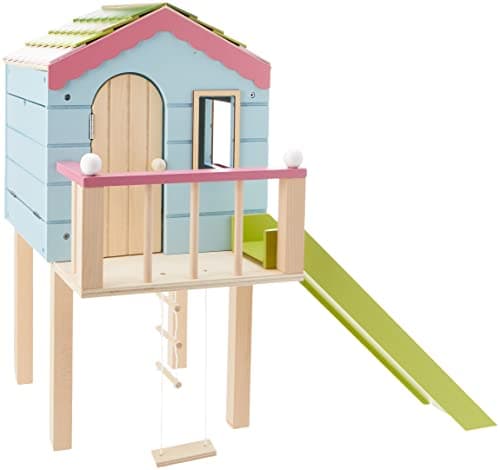 Lottie Wooden Tree House Playset with Ladder Slide and Swing for 7Inch Dolls