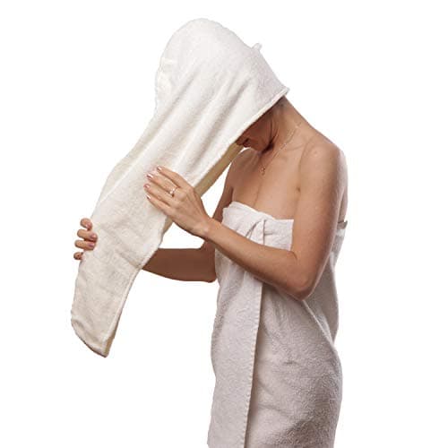 Aspen5 Huge Cotton Hair Towel Wrap for Women (Coral White)