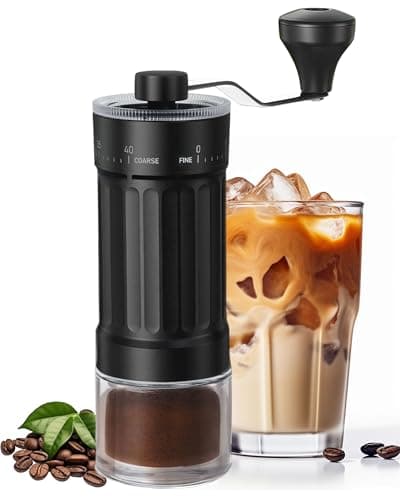 GCCTXC Manual Coffee Grinder with Ceramic Burr Handheld Hand Crank Espresso Grinder for Coarse Drip Fine Pour Over French Press Small Portable for Travel Camping Quiet Adjustable with Grind Settings