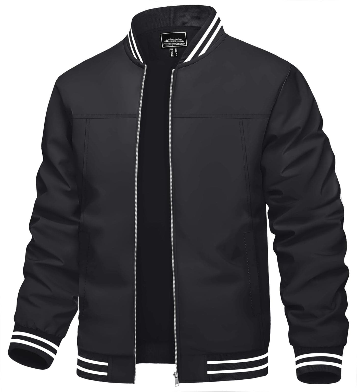 TACVASEN Men Black Jacket Casual Mens Jackets Casual Stylish Lightweight Lightweight Track Jacket Mens Windbreaker Jackets
