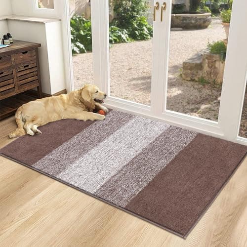 Vaukki Indoor Doormat Entryway Door Mat Non Slip Absorbent Mud Trapper Mat Inside Floor Mat Washable Door Carpet for Entryway 32x48 Coffee