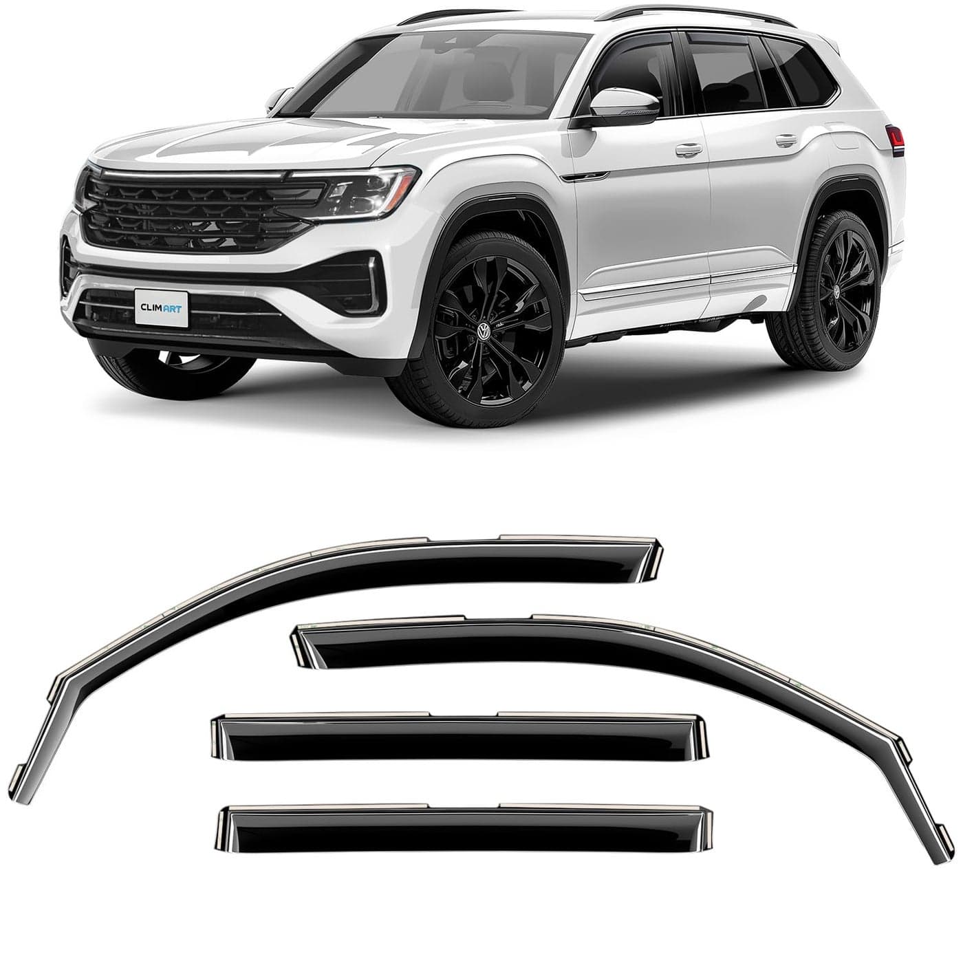 CLIM ART inChannel Incredibly Durable Rain Guards for Volkswagen VW Atlas 20182025 Original Window Deflectors Vent Window Visors Vent Deflector 4 pcs 618138