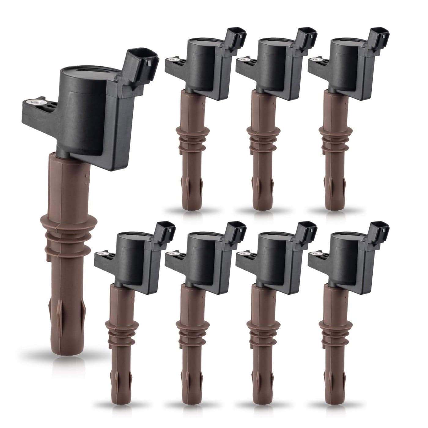 ENA Set of 8 Brown Boot Ignition Coil Pack Compatible with Ford Lincoln Mustang F150 F250 F350 F450 F550 F650 F750 F53 F59 Expedition Explorer Lobo Navigator 46 54 68 Replacement for C1659 DG521