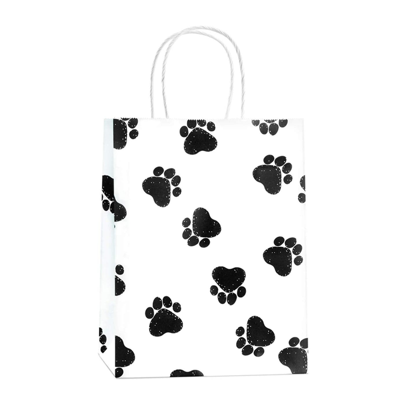 BagDream White Gift Bags 8x425x105 25Pcs Kraft Paper Gift Bags with Handles Paw Prints Paper Sacks for Animal Party Favor Retail Grocery Dogs Puppys Paw