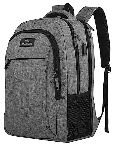 MATEIN Extra Large 18.4 Inch Laptop Backpack, Travel Computer Backpack with USB Charging Port TSA Friendly, Anti Theft College Backpack Flight Approved Business Work Big Bag for Women Men, Grey